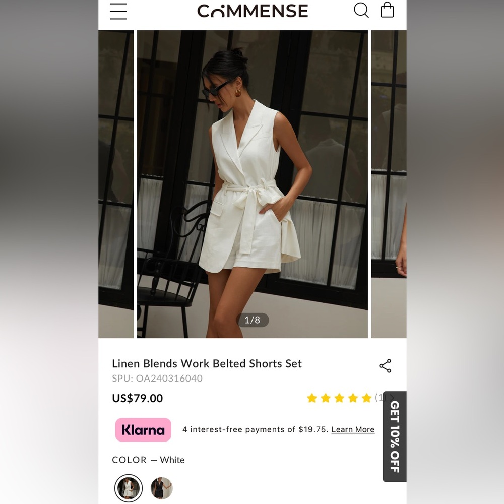 Commense Linen Blends Work Belted Shorts Set NWT